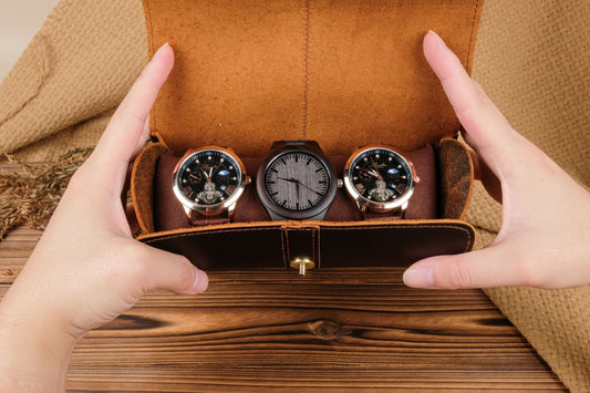Leather Watch Roll For 3 Watches