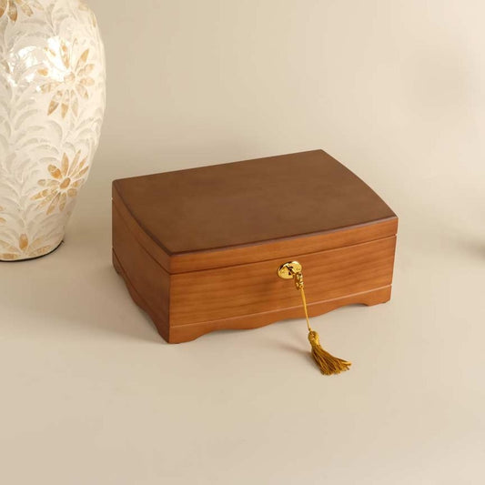 The Delicate - Two Tier Wooden Jewelry Box with Lock