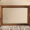 The Crystal - Glass Custom Carved Walnut Wooden Jewelry Box